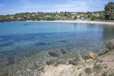 Kastri Sahili yakınlarındaki Sithonia kıyı şeridi, Chalkidiki, Orta Makedonya, Yunanistan