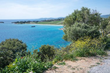 Kastri Sahili yakınlarındaki Sithonia kıyı şeridi, Chalkidiki, Orta Makedonya, Yunanistan
