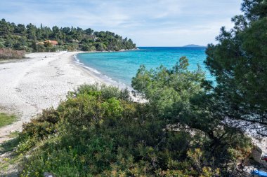 Koviou Sahili yakınlarındaki Sithonia kıyı şeridi, Chalkidiki, Orta Makedonya, Yunanistan