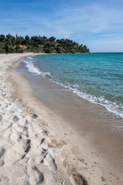 Koviou Sahili yakınlarındaki Sithonia kıyı şeridi, Chalkidiki, Orta Makedonya, Yunanistan
