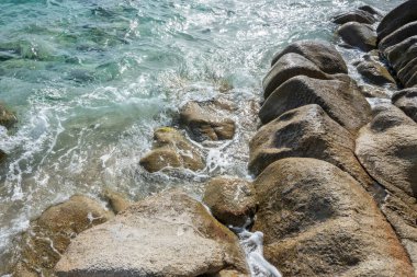 Koviou Sahili yakınlarındaki Sithonia kıyı şeridi, Chalkidiki, Orta Makedonya, Yunanistan