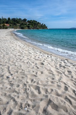 Koviou Sahili yakınlarındaki Sithonia kıyı şeridi, Chalkidiki, Orta Makedonya, Yunanistan