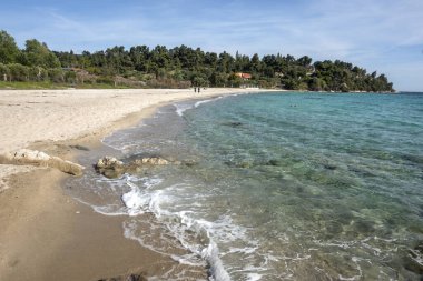 Koviou Sahili yakınlarındaki Sithonia kıyı şeridi, Chalkidiki, Orta Makedonya, Yunanistan