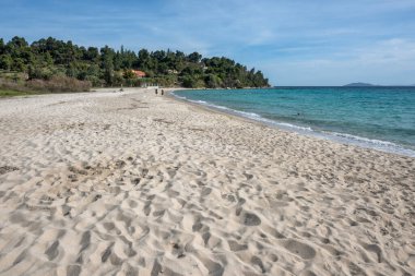 Koviou Sahili yakınlarındaki Sithonia kıyı şeridi, Chalkidiki, Orta Makedonya, Yunanistan