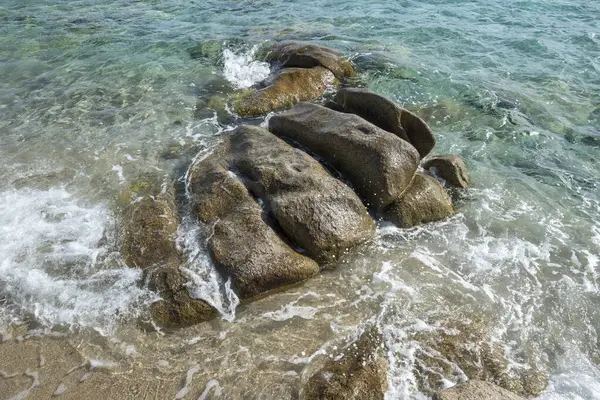 Koviou Sahili yakınlarındaki Sithonia kıyı şeridi, Chalkidiki, Orta Makedonya, Yunanistan