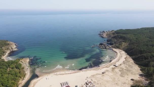 Vista Aerea Della Spiaggia Silistar Vicino Villaggio Rezovo Regione Burgas — Video Stock