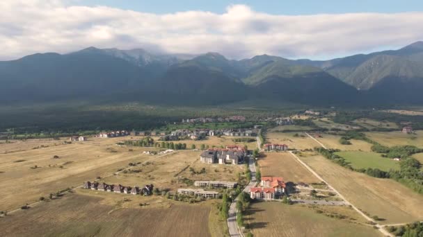 Amazing Aerial View Pirin Mountain Town Bansko Bulgaria — Stock Video
