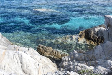 Orange Beach, Chalkidiki, Orta Makedonya ve Yunanistan yakınlarındaki Sithonia kıyı şeridinin inanılmaz manzarası