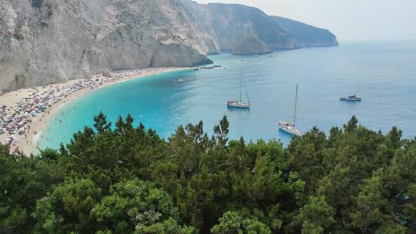 Increíble Panorámica Playa Porto Katsiki Lefkada Islas Jónicas Grecia — Vídeo de stock
