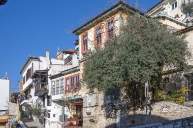 KAVALA, GREECE - 27 Aralık 2023: Eski Kavala kenti, Doğu Makedonya ve Trakya, Yunanistan