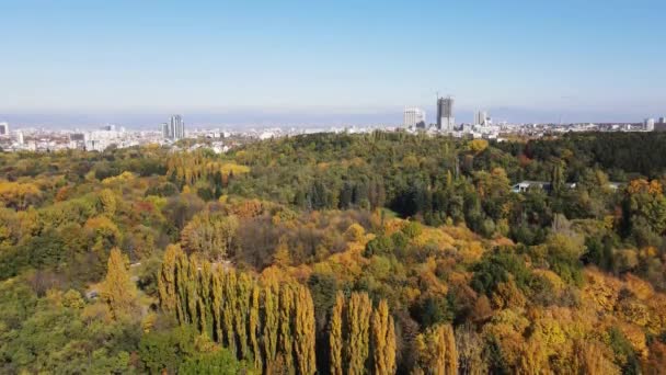 Vista Aérea Surpreendente Outono South Park Cidade Sofia Bulgária — Vídeo de Stock