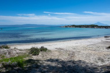 Karydi Sahili yakınlarındaki Sithonia kıyı şeridi, Chalkidiki, Orta Makedonya, Yunanistan