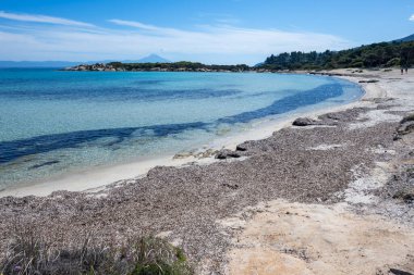 Karydi Sahili yakınlarındaki Sithonia kıyı şeridi, Chalkidiki, Orta Makedonya, Yunanistan