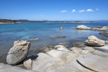 Karydi Sahili yakınlarındaki Sithonia kıyı şeridi, Chalkidiki, Orta Makedonya, Yunanistan