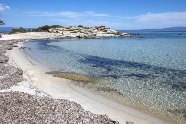 Karydi Sahili yakınlarındaki Sithonia kıyı şeridi, Chalkidiki, Orta Makedonya, Yunanistan