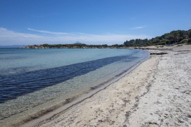 Karydi Sahili yakınlarındaki Sithonia kıyı şeridi, Chalkidiki, Orta Makedonya, Yunanistan