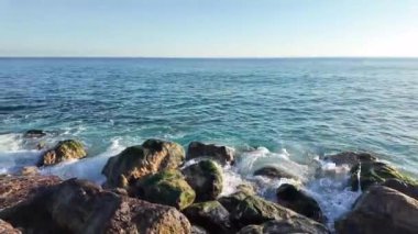 Nice, Provence Alpes-Cote d 'Azur, Fransa' nın sahil caddesi Panorama 'sı.