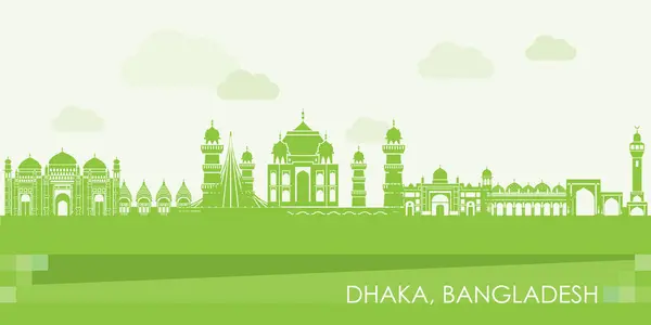 Green Skyline Panorama City Dhaka Bangladesh Vector Illustration — Stock Vector