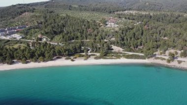 Nikitis Sahili yakınlarındaki Sithonia kıyı şeridi, Chalkidiki, Orta Makedonya, Yunanistan