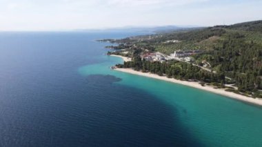 Nikitis Sahili yakınlarındaki Sithonia kıyı şeridi, Chalkidiki, Orta Makedonya, Yunanistan