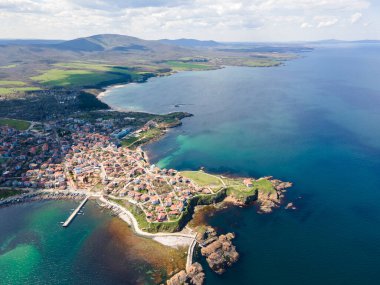 Amazing Aerial panorama town of Ahtopol, Burgas Region, Bulgaria clipart