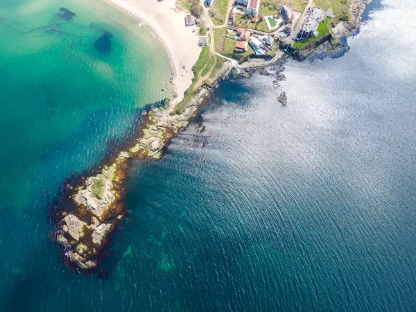 stock image Aerial view of Black sea coast near village of Lozenets, Burgas Region, Bulgaria