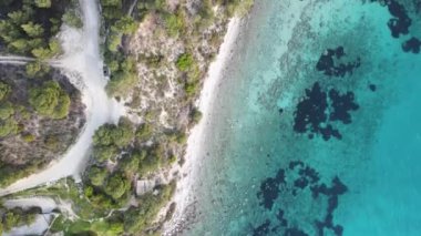 Koviou Sahili yakınlarındaki Sithonia kıyı şeridi, Chalkidiki, Orta Makedonya, Yunanistan