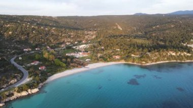 Koviou Sahili yakınlarındaki Sithonia kıyı şeridi, Chalkidiki, Orta Makedonya, Yunanistan