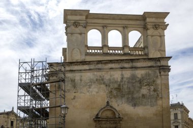 İtalya 'nın Apulia Bölgesi' ndeki Eski Lecce kasabasının muhteşem manzarası.