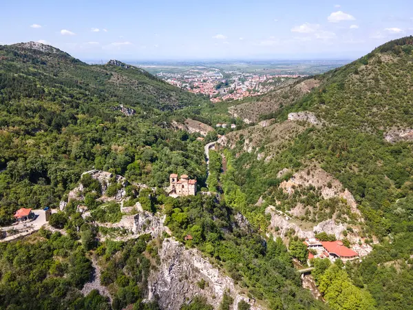 stock image Aerial Spring view of Rhodope Mountains near town of Asenovgrad, Plovdiv Region, Bulgaria