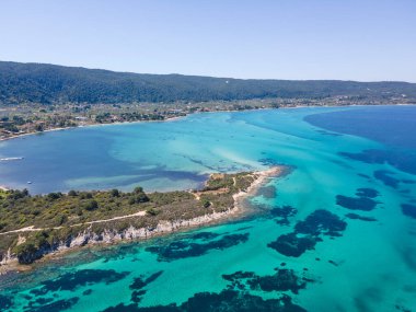 Karydi Sahili yakınlarındaki Sithonia kıyı şeridi, Chalkidiki, Orta Makedonya, Yunanistan