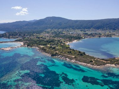 Karydi Sahili yakınlarındaki Sithonia kıyı şeridi, Chalkidiki, Orta Makedonya, Yunanistan