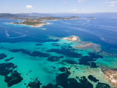 Karydi Sahili yakınlarındaki Sithonia kıyı şeridi, Chalkidiki, Orta Makedonya, Yunanistan