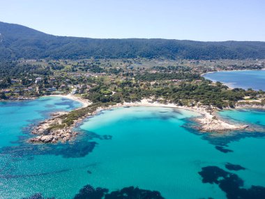 Karydi Sahili yakınlarındaki Sithonia kıyı şeridi, Chalkidiki, Orta Makedonya, Yunanistan