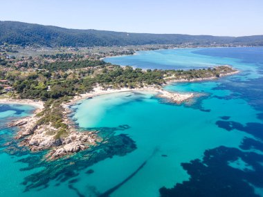 Karydi Sahili yakınlarındaki Sithonia kıyı şeridi, Chalkidiki, Orta Makedonya, Yunanistan