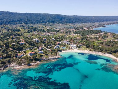 Karydi Sahili yakınlarındaki Sithonia kıyı şeridi, Chalkidiki, Orta Makedonya, Yunanistan