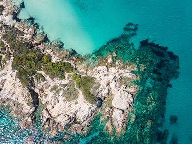 Karydi Sahili yakınlarındaki Sithonia kıyı şeridi, Chalkidiki, Orta Makedonya, Yunanistan