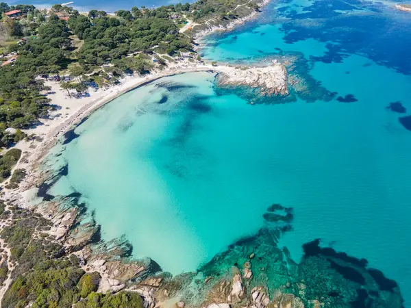 Karydi Sahili yakınlarındaki Sithonia kıyı şeridi, Chalkidiki, Orta Makedonya, Yunanistan