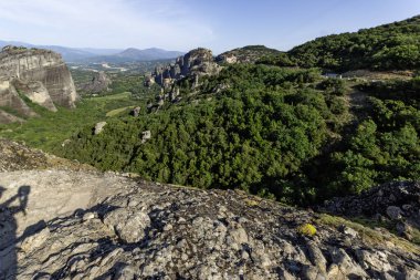 Meteora Manastırları, Teselya, Yunanistan 'ın Bahar Panoramik Manastırı