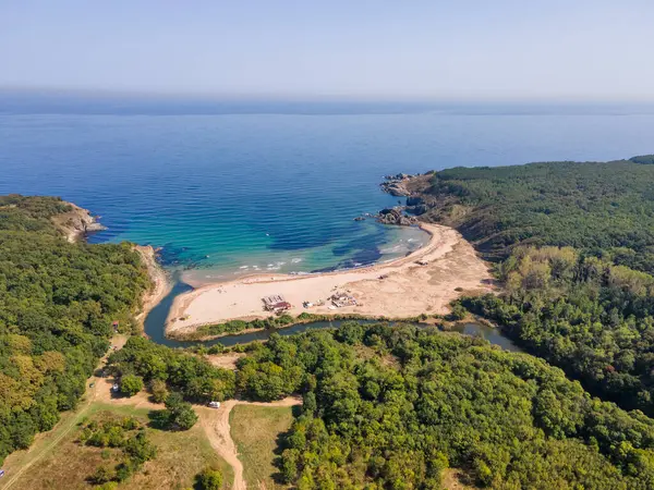 stock image Aerial view of Black sea coast near Silistar beach, Burgas Region, Bulgaria