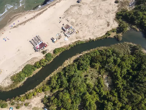 stock image Aerial view of Black sea coast near Silistar beach, Burgas Region, Bulgaria