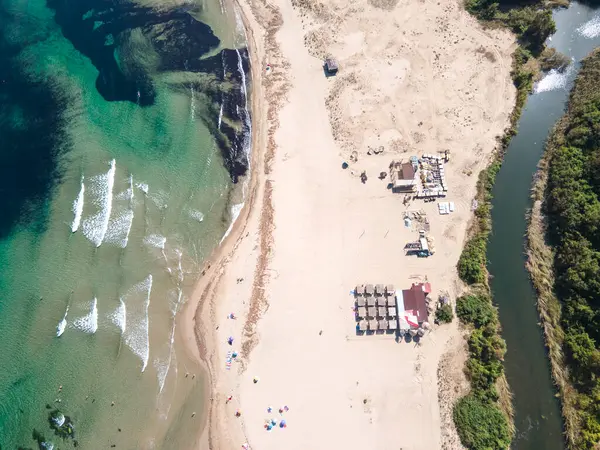 stock image Aerial view of Black sea coast near Silistar beach, Burgas Region, Bulgaria