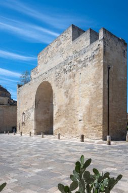 İtalya 'nın Apulia Bölgesi' ndeki Eski Lecce kasabasının muhteşem manzarası.