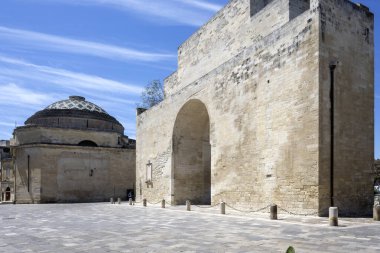 İtalya 'nın Apulia Bölgesi' ndeki Eski Lecce kasabasının muhteşem manzarası.