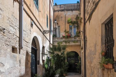 İtalya 'nın Apulia Bölgesi' ndeki Eski Lecce kasabasının muhteşem manzarası.