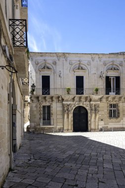 İtalya 'nın Apulia Bölgesi' ndeki Eski Lecce kasabasının muhteşem manzarası.