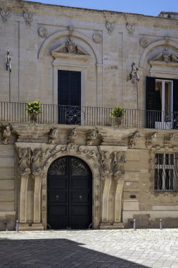 İtalya 'nın Apulia Bölgesi' ndeki Eski Lecce kasabasının muhteşem manzarası.