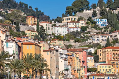 MENTON, FRANCE - 27 Ocak 2024: Menton, Provence Alpes-Cote d 'Azur, Fransa' nın panoramik manzarası