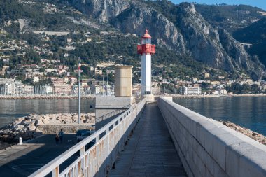 MENTON, FRANCE - 27 Ocak 2024: Menton, Provence Alpes-Cote d 'Azur, Fransa' nın panoramik manzarası