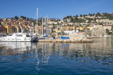 MENTON, FRANCE - 27 Ocak 2024: Menton, Provence Alpes-Cote d 'Azur, Fransa' nın panoramik manzarası